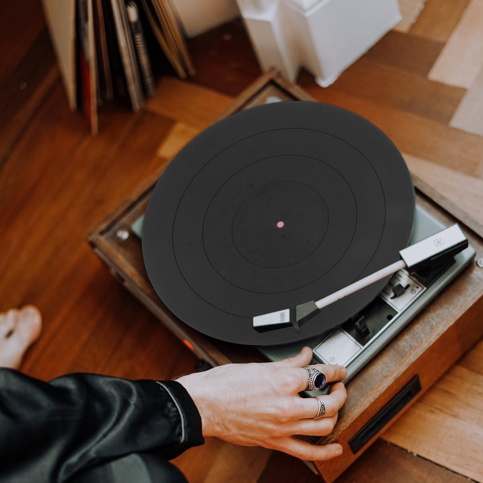 STOBAZA Alfombrilla Grosor de 3 Mm de Silicona Negra Tapete Protector y Antivibración para Plato Giratorio de 12 Pulgadas para Discos de Vinilo y Tocadiscos