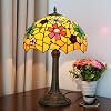 12 inches Stained Glass Table Lamp Tiffany Style Cherry Blossom Bedside for Desk Reading Light Bedroom Dorm Living Kitchen Home Decor