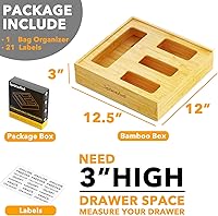 Vista 5 de SpaceAid Organizador de almacenamiento de bolsas para cajón de cocina, organizador de bambú, compatible con un galón, cuarto de galón, sándwich