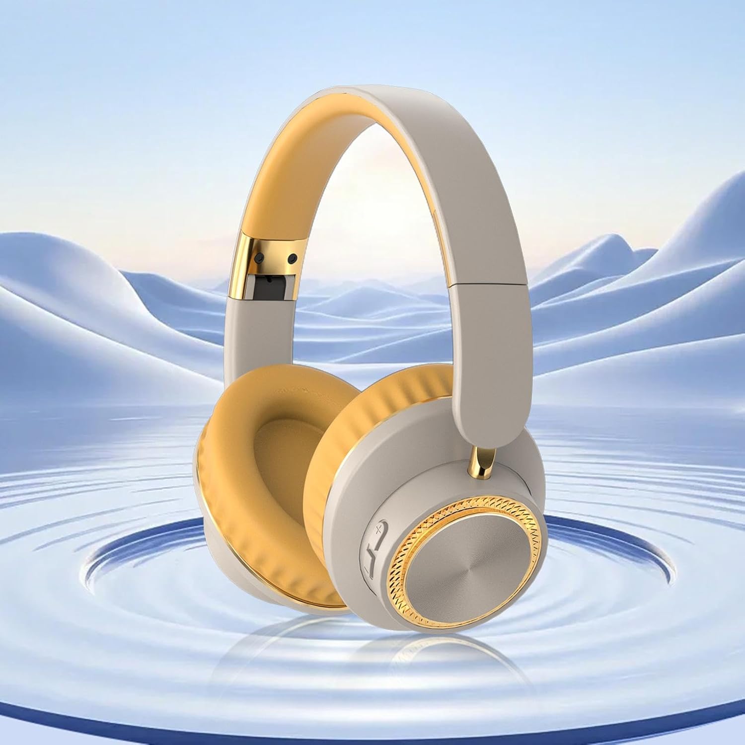 Over-Ear Wireless Headphones V5.3, Noise Cancelling Headphones Intelligent, Wireless Headset Portable, Bluetooth Headphones for Home Office and Travel, Supports Wireless/Wired (Khaki)