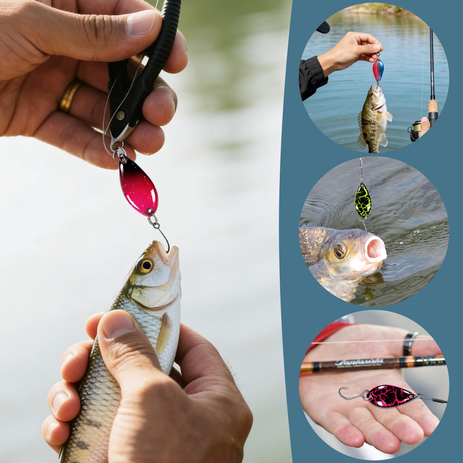 Esche Artificiali Spinning,18 Pezzi Cucchiaini da Pesca Esche,Cucchiaini Pesca da 2,5 g/3,5 g/5 g,Esche da Pesca con Borsa Portatile per Trota,Persico,Luccio