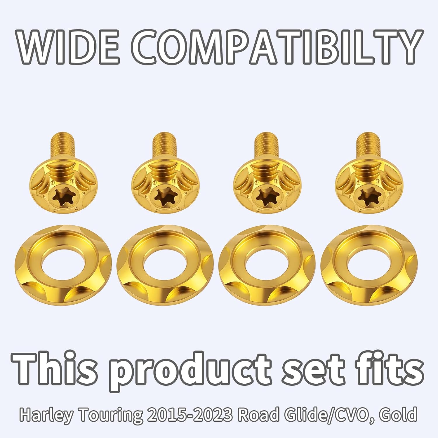 Titanium Windshield Bolts, Windscreen Screws, Fairing Bolts for Harley Touring 2015-2023 Road Glide/CVO, Gold