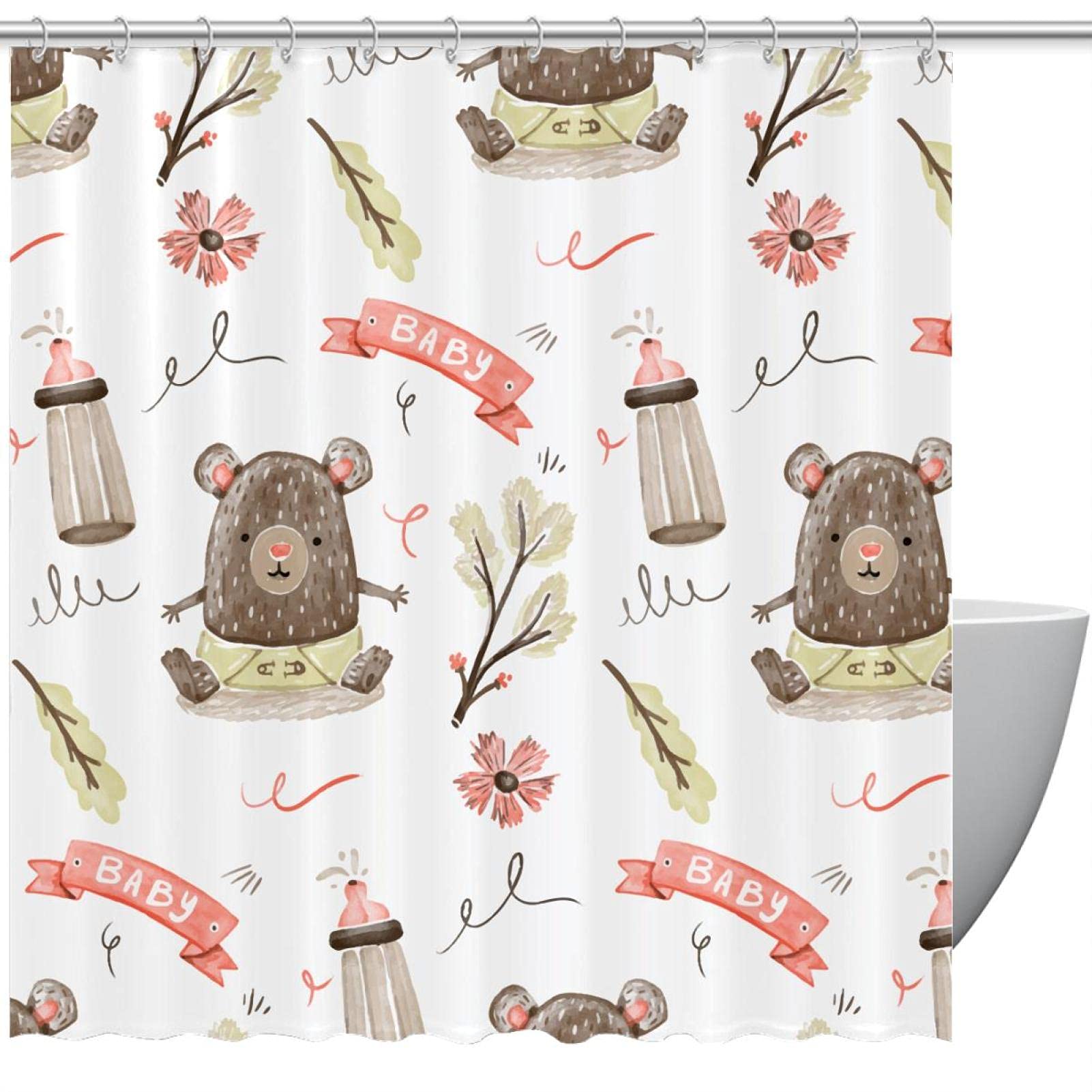 Rideau de douche ours pour baignoire sans odeur 152x183