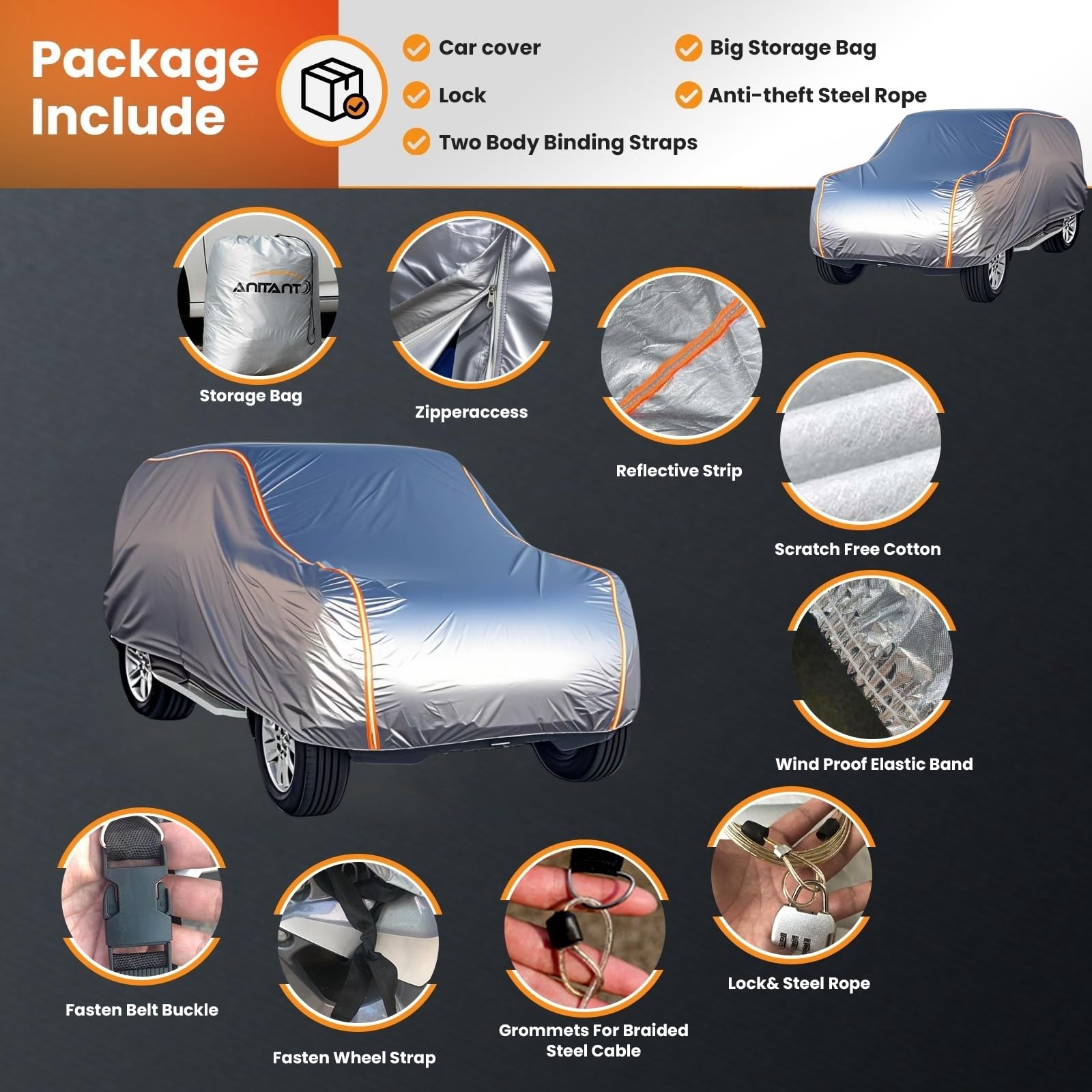 Durability - Copertura per auto quattro stagioni per SUV (copertura per parabrezza regalo), protezione invernale per SUV, impermeabile, per tutte le stagioni, adatta per Chevy Tahoe Hummer H2