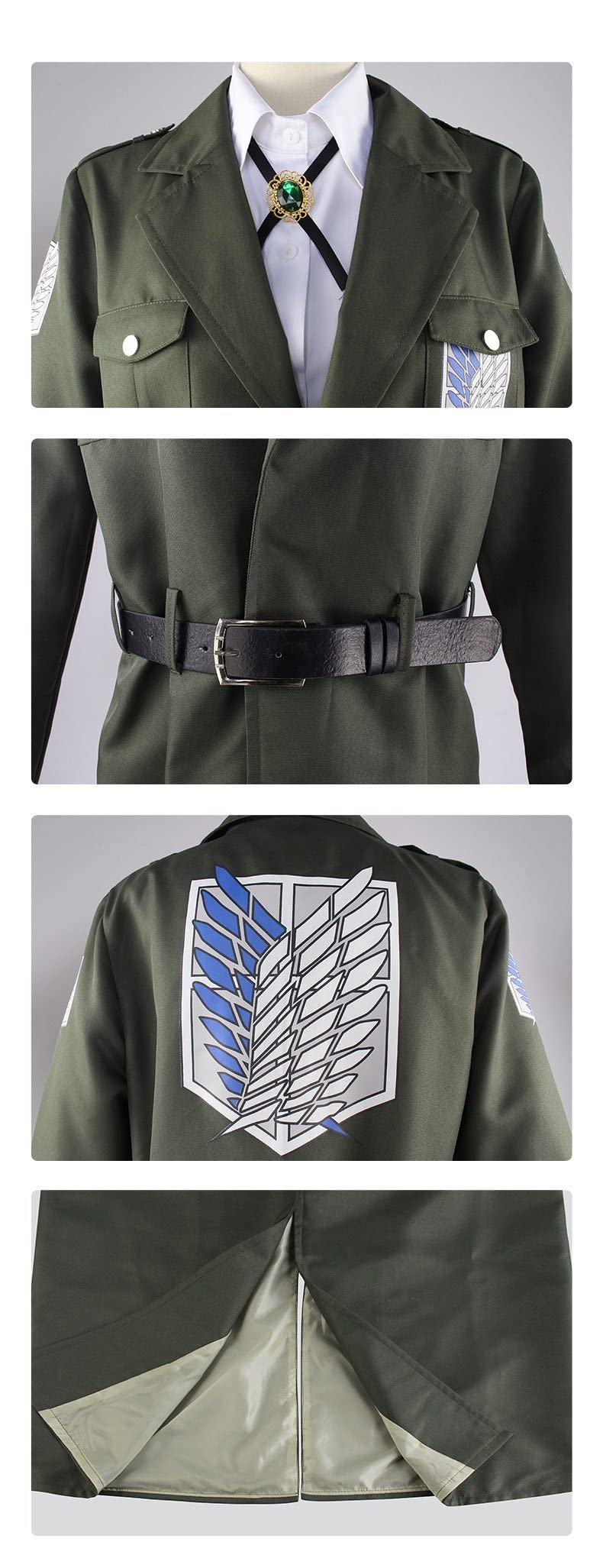 Cappotto Verde Maschera Carnevale Simil Attack Titans Costume Cosplay ATITAN31