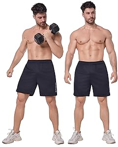 TEEPIRE Men's Athletic Shorts with Pockets and Elastic Waistband, Quick Dry Activewear Workout Short for Gym, Running