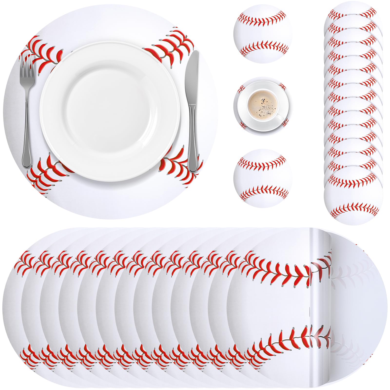Sets de table en papier de baseball et dessous de verre pour fête réussie