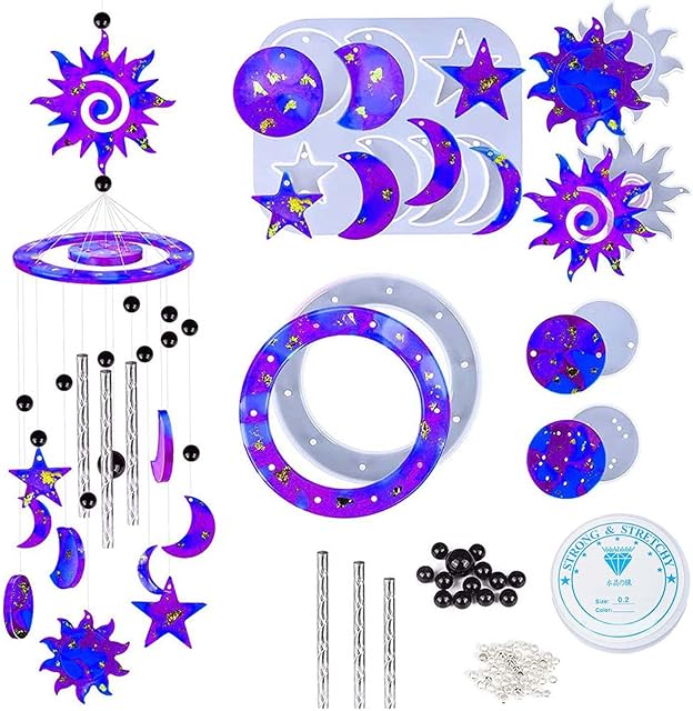 Solar Wind Chime Silicone Moulds Dream Catcher Resin Mold Kit, Making a Wind Chime Set, for Party Decoration Homemade DIY Crafts