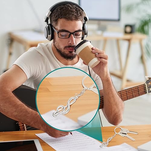 Miniatura 4 de El juego de 45 piezas de regalo musical incluye 15 llaveros de notas musicales de metal, baratijas G Clef, 15 etiquetas de agradecimiento de papel