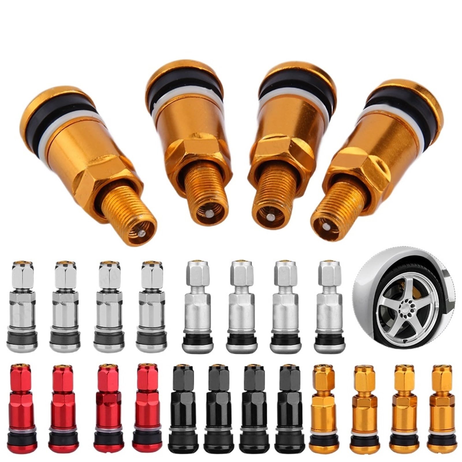 Capuchon de Valve Auto Tiges de Valve de Pneu de Roue sans Chambre à air de Voiture, Bouchons d'air universels en Alliage d'aluminium pour Moto, Accessoires Automobiles, 20/4 pièces(Grey 20PCS)