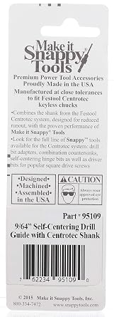 Make it Snappy Tools 9/64 Inch Self-Centering Hinge Bit, Compatible with Festool Centrotec Chucks #95109