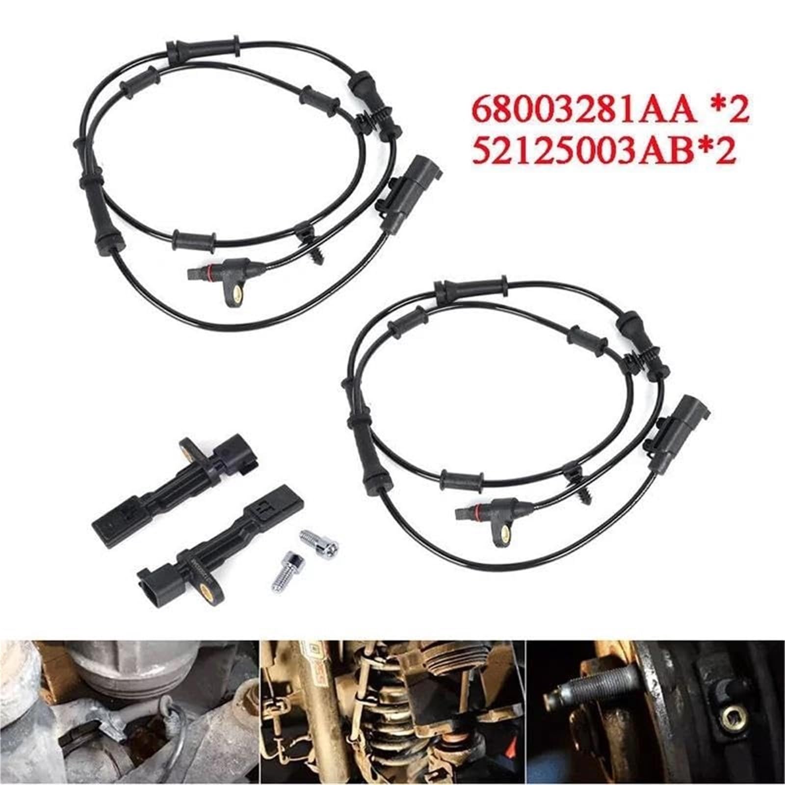 Sensore di velocità ruota ABS anteriore, posteriore, sinistro e destro Per Dodge Per Nitro 2007-2011 (codice OE: 68003281AA, 68003281AC, 52125003AB) Sensore Velocità Ruota ABS Sensore
