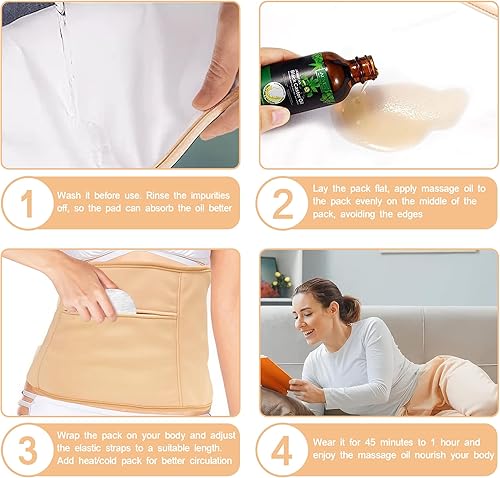Miniatura 6 de Paquete de 2 envolturas de aceite de ricino para desintoxicación del hígado, agradable a la piel, juego de aceite de ricino de franela para cintura