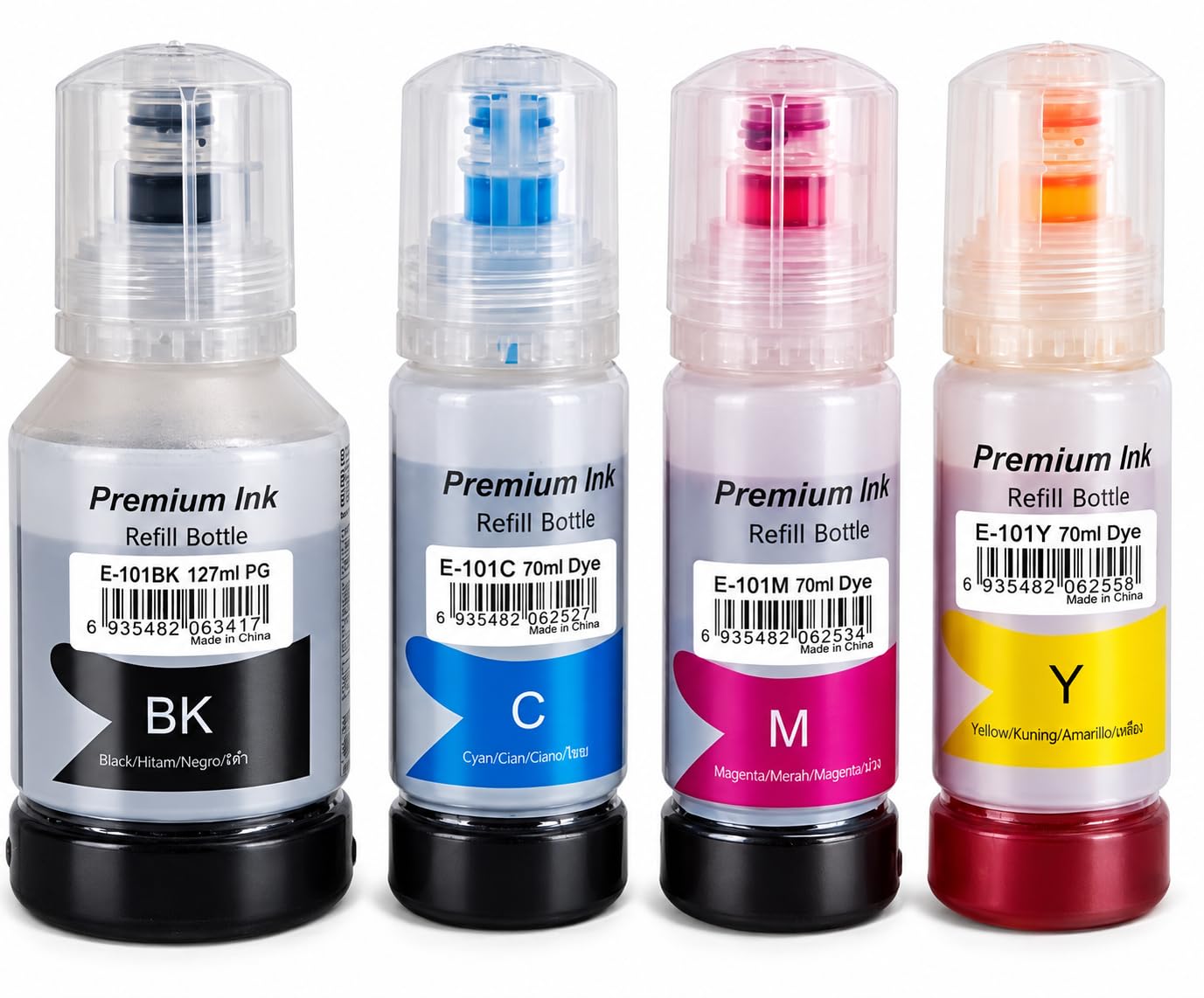 NexNova® ink Set 101 for Epson EcoTank 4-Pack Black Cyan Magenta Yellow Compatible for L4150 L4160 L4260 L6160 L6170 L6176 L6190 L14150 L6290 Printer Water Based Eco-Friendly