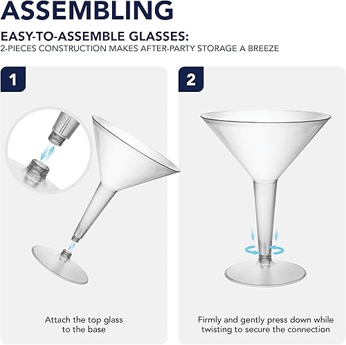 Miniatura 3 de Party Essentials Vasos de Martini de plástico de dos piezas, 8 onzas, transparentes, 20 unidades