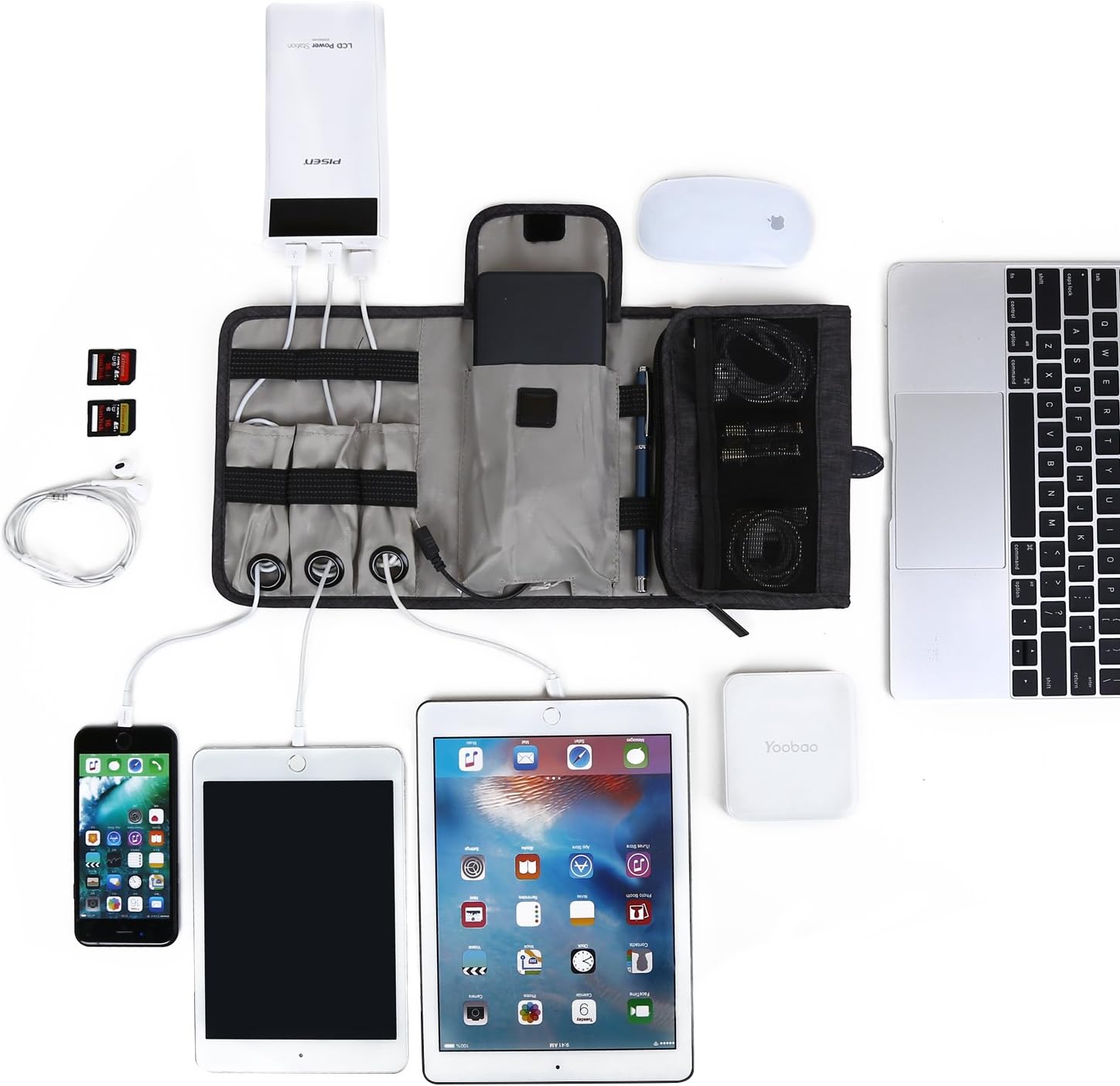 BAGSMART Compact Travel Cable Organizer Portable Electronics Accessories Bag for Various USB, Cables, Earbuds, Power Bank, Black