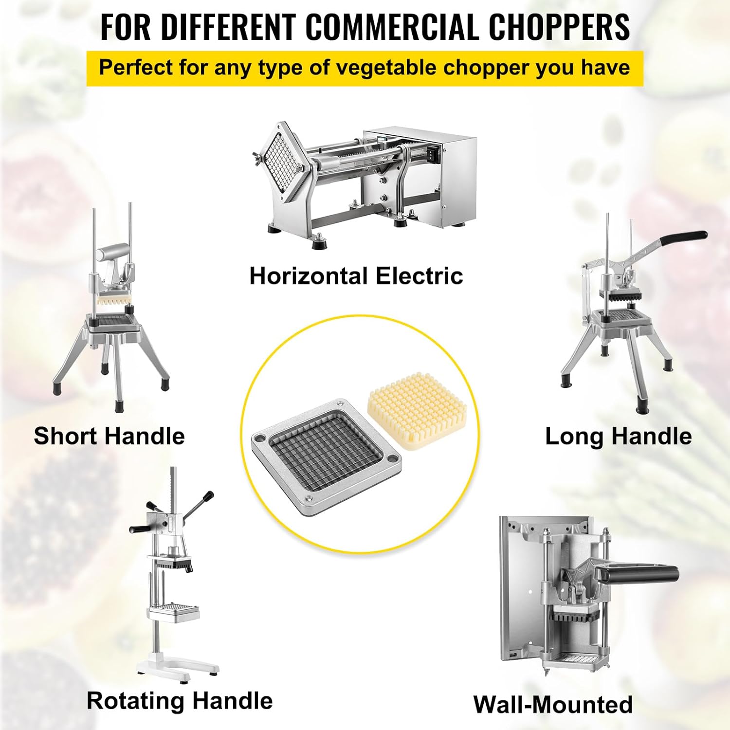 Happybuy 1/4-inch Replacement Chopper Blade, 3-Piece French Fry Cutter, Stainless Steel Dicer Parts, Extra Knives & Push Block for Cutting Potatoes, Carrots, Onions, Cucumbers, Mushrooms