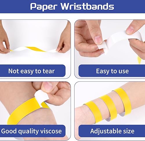 Miniatura 10 de 2000 pulseras de papel para eventos, impermeables, color verde neón, pulseras de identificación de conciertos, bandas de mano para eventos, pulseras