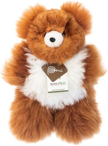 Miniatura 9 de Oso de peluche realista de alpaca suave y tierno, juguete de peluche prémium (9 pulgadas, blanco y marrón)