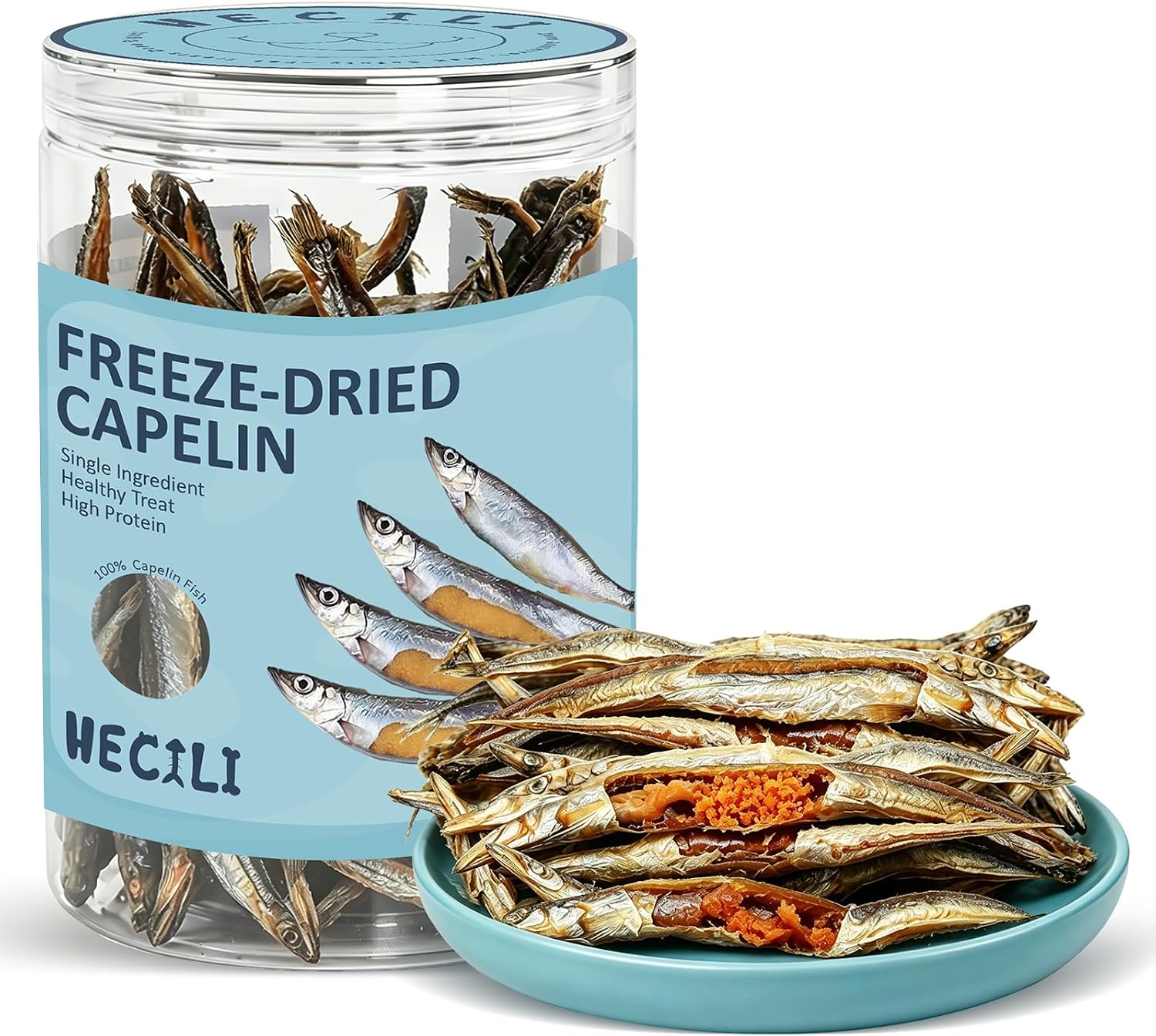 Freeze Dried Capelin Treats for Dogs & Cats,Single Ingredient Whole Pet Fish Snacks,High Protein, Rich in Omega-3 for Skin Coat Health,3.5 oz