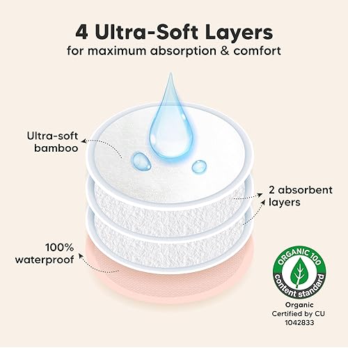 Vista 91 de Almohadillas de lactancia de viscosa de bambú orgánico, 14 almohadillas lavables para lactancia materna, bolsa de lavado, reutilizables