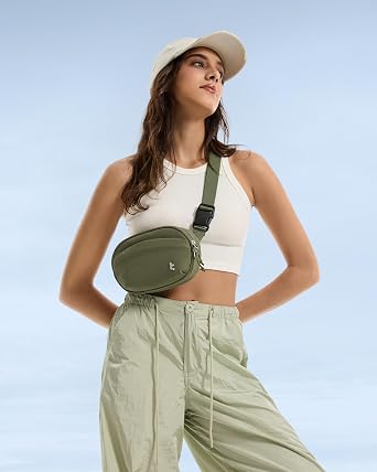 tomtoc Belt Bag with RFID Blocking, Cross Body Fanny Pack for Women Men, Sling Waist Bags with Adjustable Strap for Travel Walk
