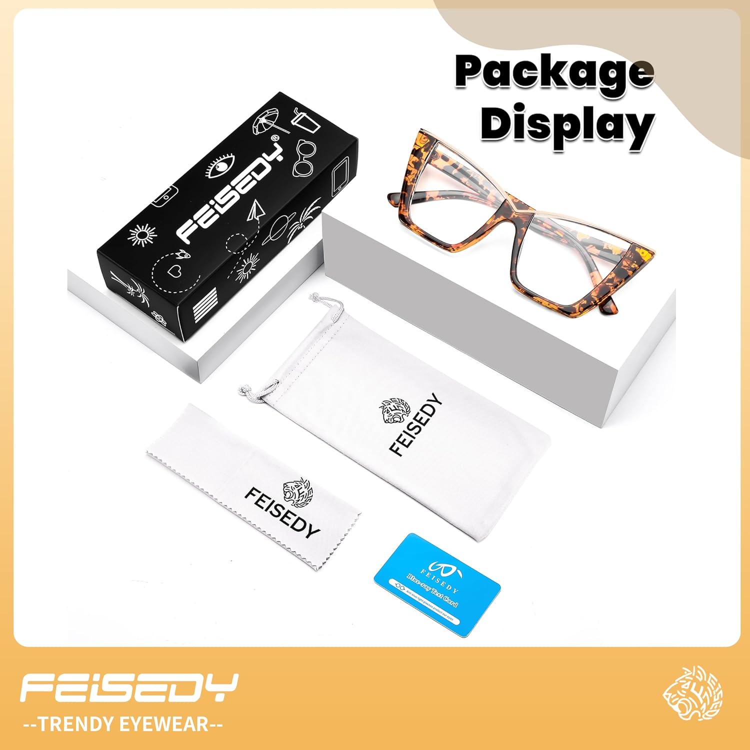 FEISEDY Fashion Cat Eye Blue Light Blocking Glasses for Women Fake Retro Eyeglasses Oversized Stylish Eyewear Frame B0240 - Image 7