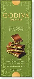 Godiva Dubai Style Milk Chocolate Bar, Gourmet Chocolate with Creamy Pistachio Filling & Crispy Kadayif, Premium Chocolate Gift for Mother's Day, 122g