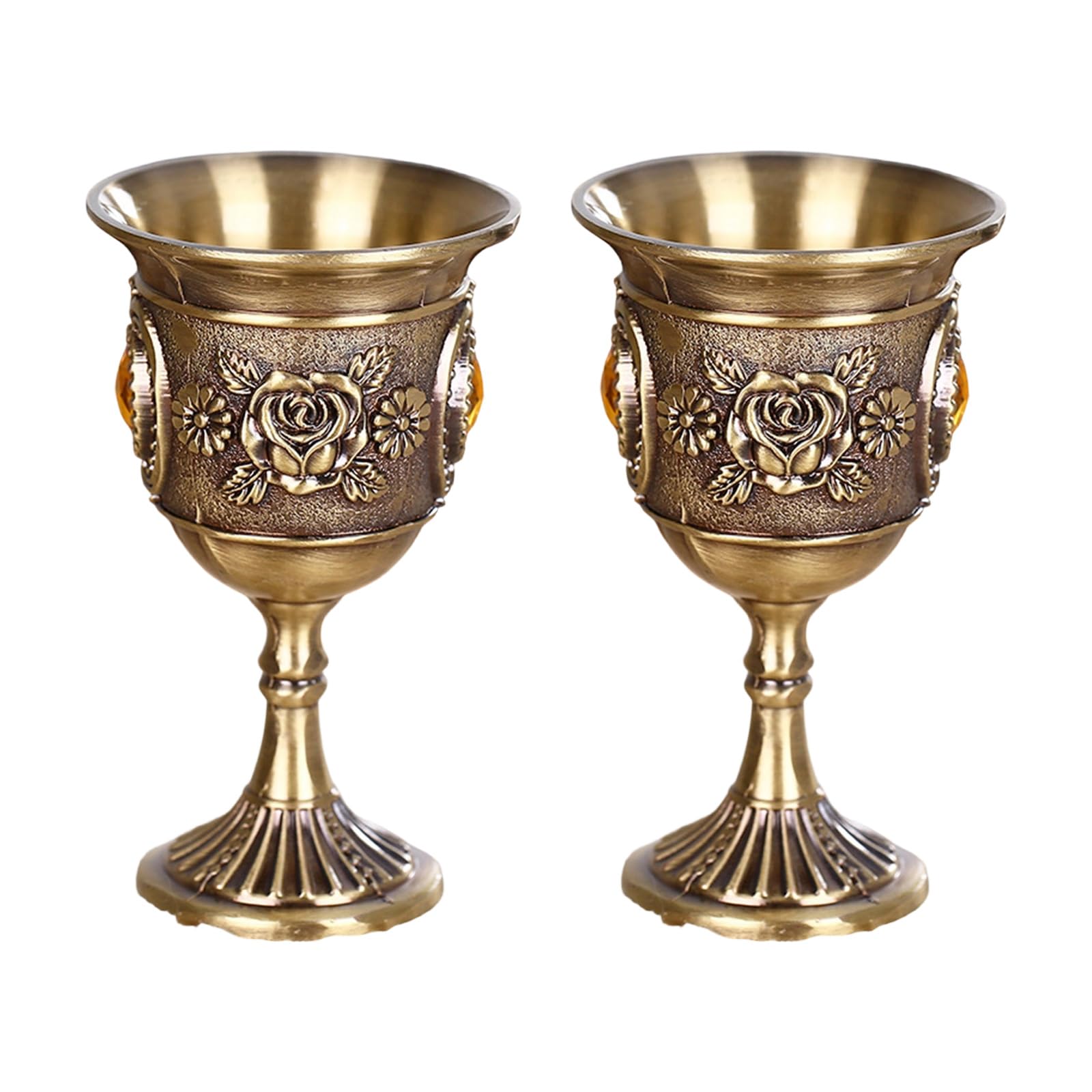 MALSSE Creative Metal White Wine Cup Alloy Pattern Retro Embossing Shot Glass Suitable for Home Use and Gifting Metal Goblet