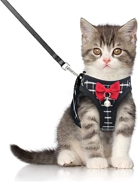 Cat Harness and Leash,Breathable Dog Harness,Pet Harness,Cats Leash and Harness Set for Puppy Cat Rabbit Black, XS