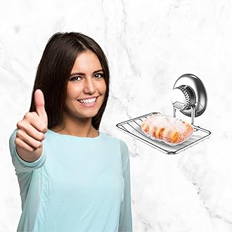 Gecko-Loc Soap Dish Suction mounting Bath soap bar Holder for Bathroom, Metal Bath Shower Bathtub Wall Tile or Kitchen Sink soap or Sponge Dishes - Silver