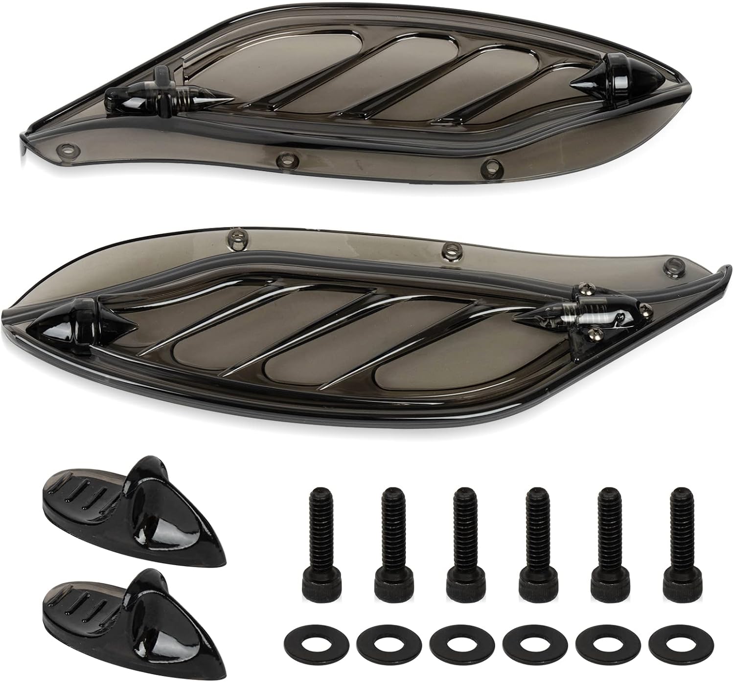 Adjustable Air Deflector, PSLER Side Wing Deflectors Fairing Air Deflector for Touring Street Glide, Electra Glide, Trike, Ultra Classic, CVO 1996-2013, Smoke
