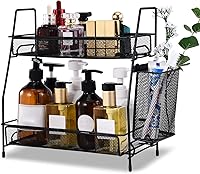 LEMIKKLE 2-Tier Black Countertop Organizer - Multi-Purpose Spice Rack for Kitchen, Bathroom, Bedroom & Office Storage