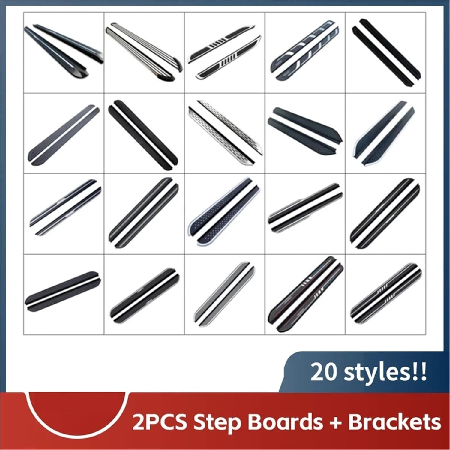 Aluminum 2PCS Running Boards Side Steps Compatible with BAOJUN 530 Nerf Bars Fixed Pedals Brackets(Style 13 Width 5.1in)