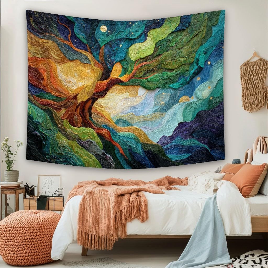 Tenture murale effet 3D motif paysage abstrait multicolore - 8