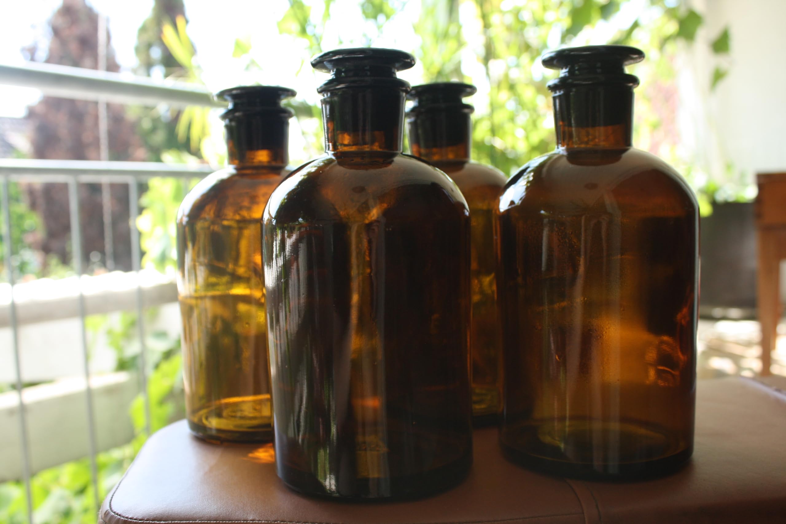 Generisch Apothekerflasche, 1000 ml, Enghals, Braunglas (3er Pack)