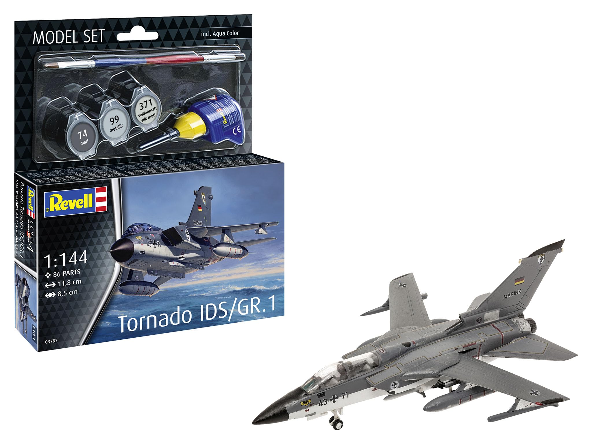 Revell 63783 Model Set Panavia Tornado IDS/GR.1 1:144 Scale Unbuilt/Unpainted Plastic Model Kit with Accessories