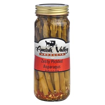 Amish Valley Products Pickled Aspargus Spears Glass Jar Vegetable Zesty, One Jar