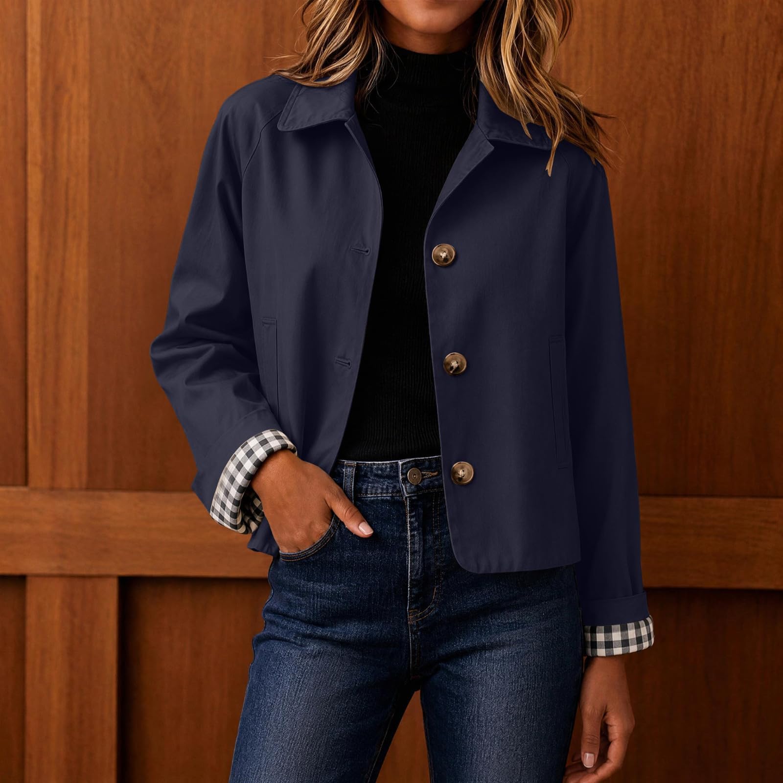 Generisch Hemdjacke Damen Kurz Jacke Damen Elegant Mit Knöpfen Leicht