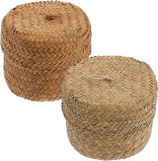 KITANDOVE 2 Piezas Cesta de Almacenamiento Tejida de Marina de Organizador Redondo Multifuncional Decoración de Hogar Almacenaje de Artículos Color Natural