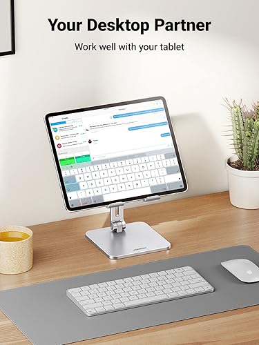 Miniatura 2 de UGREEN Soporte para tablet compatible con iPad soporte de escritorio ajustable de aluminio base más gruesa compatible con iPad Pro Air Mini 13 12.9
