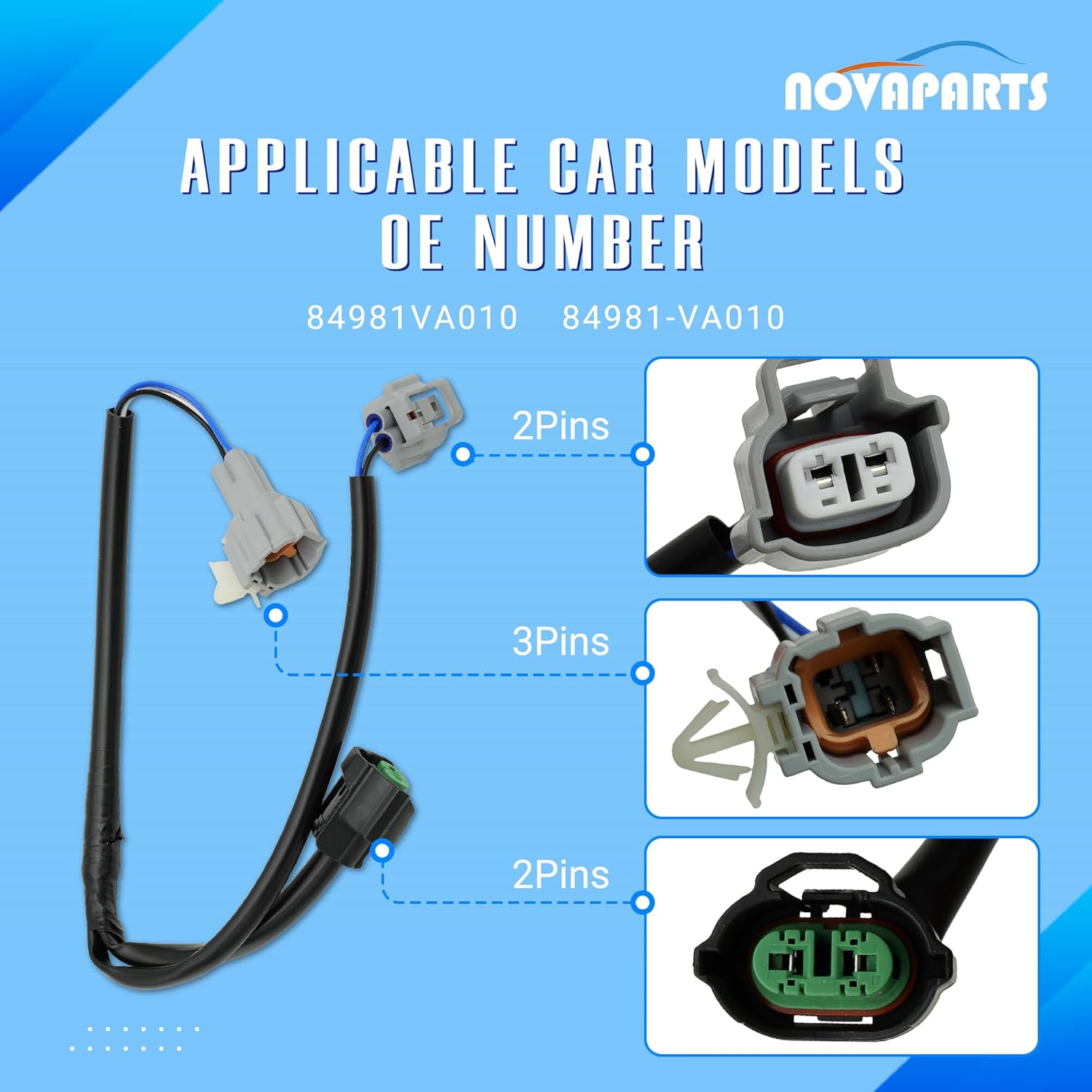 NOVAPARTS Front Fog Light Turn Signal Lamp Wire Harness Pigtail Wiring Connector for 2015-2021 Subaru WRX STI 2.0L 2.5L Replaces # 84981VA010