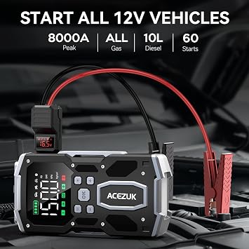 ACEZUK 8000A Jump Starter with160 PSI Air Compressor, All Gas/10L Diesel