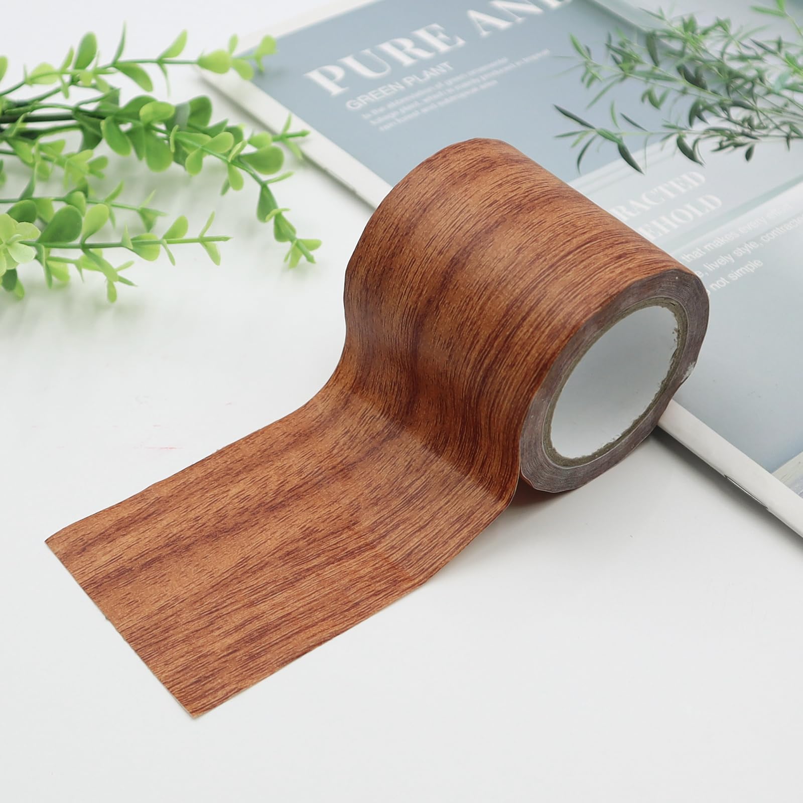 5M Woodgrain Patterned Duct Tape Wood Grain Tape Wood Effect Floor Repair Tape for Furniture Door Craft Covering Furniture Door Scratches - Image 3