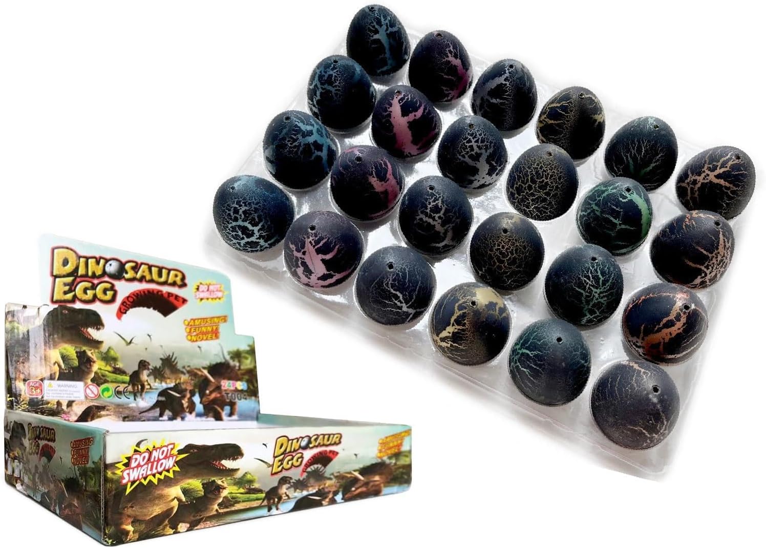 24 Pack Dinosaur Eggs Hatching Dino Eggs Grow in Water Crack with Assorted Color Hunting Game Basket Stuffers Birthday & Easter Gifts Party Favors for Toddler Kids 3-10 Boys & Girls