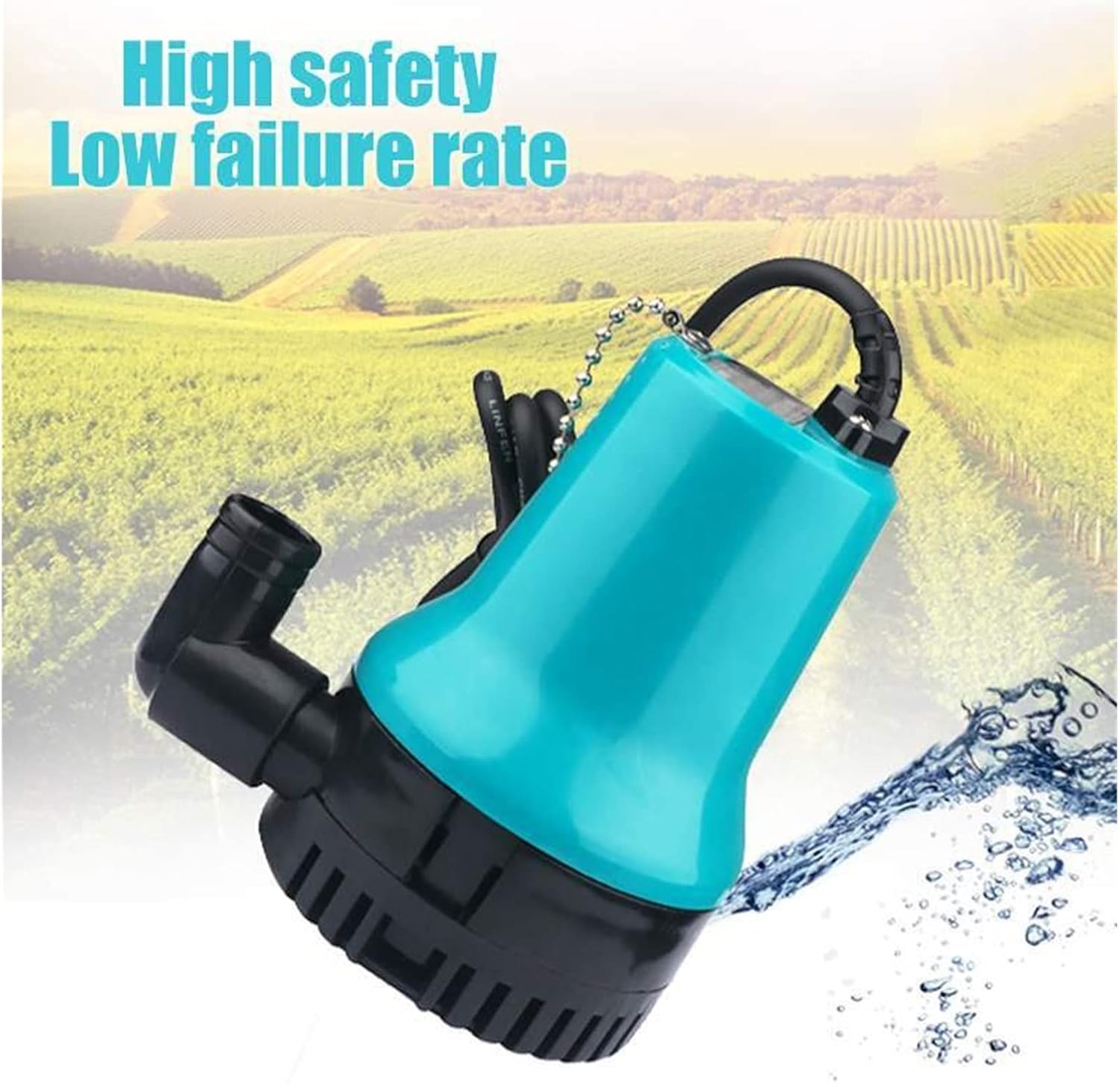 Mini Submersible Portable Electric Water Pump 50W 4500L/H 5m DC 12V/24V Solar Water Pump Motor Water Circulation Submersible Pump Irrigation Fountain Fish Pond(12V)