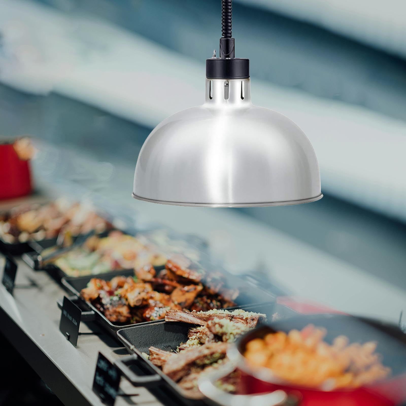predolo Lámpara de Calor para Calentador de Alimentos, lámpara de Calor para Comida Caliente, Cocina, Acero Inoxidable, Buffet, Pollo Frito, lámpara de Calor, argén