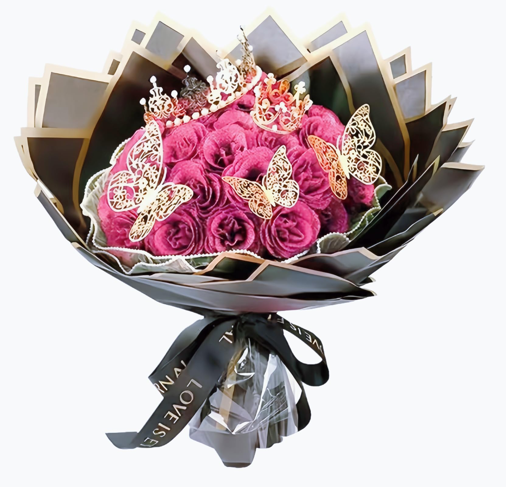 Amazon｜DIYフェイクフラワーブーケ 【グリッターローズ 花束】flower