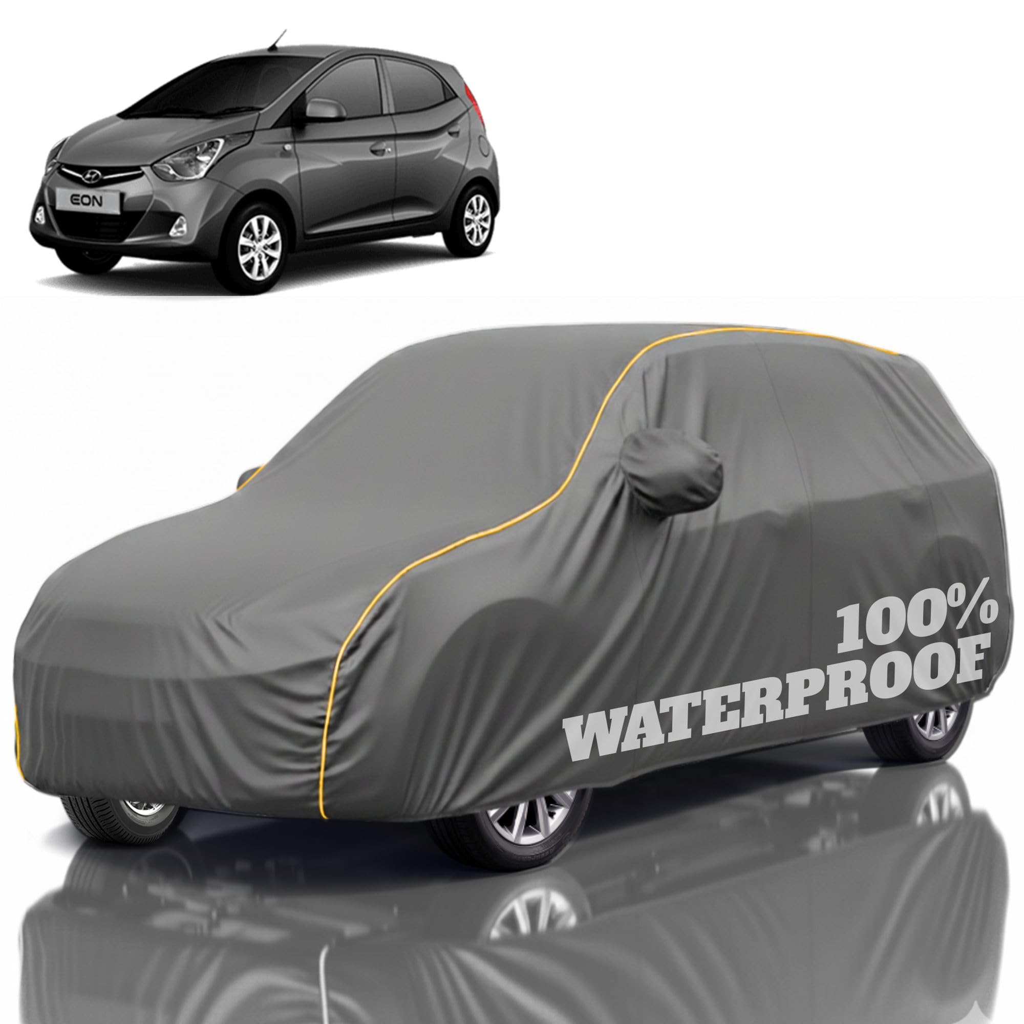 Premium Polyester Car Cover Eon All-Weather Protection from Rain, Dust &amp; Sun | UV Resistant Fabric | Full Body Secure Fit for Outdoor &amp; Indoor Parking Grey