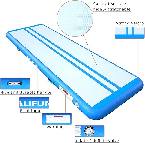 Miniatura 4 de ALIFUN Inflatable Tumbling Track Mat 6.6ft 10ft 13ft 16ft 20ft 30ft 40ft Length 48 Inches Thick 3.3ft6.6ft Wide Flooring Training Mats for